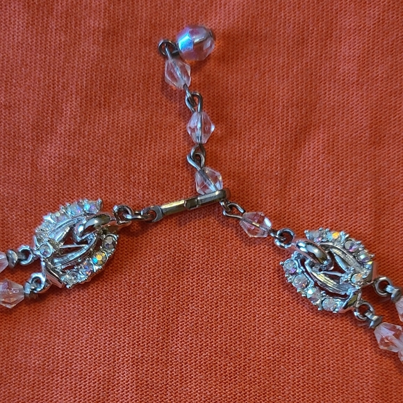 Vintage Lady Ellen 2 Strand Layered Aurora Borealis Crystal Bead Choker Necklace - Picture 3 of 7